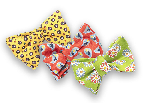 3 Pack Bow Tie Bundle - #2 - Yellow Neat, Orange Paisley, Green Floral