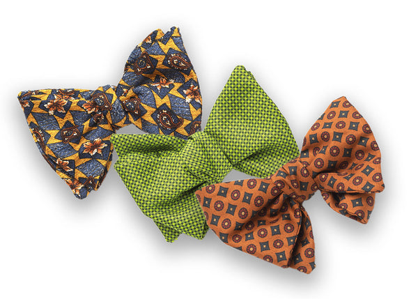 3 Pack Bow Tie Bundle - #5 Multi Color Geometric, Green Neat, Orange Neat