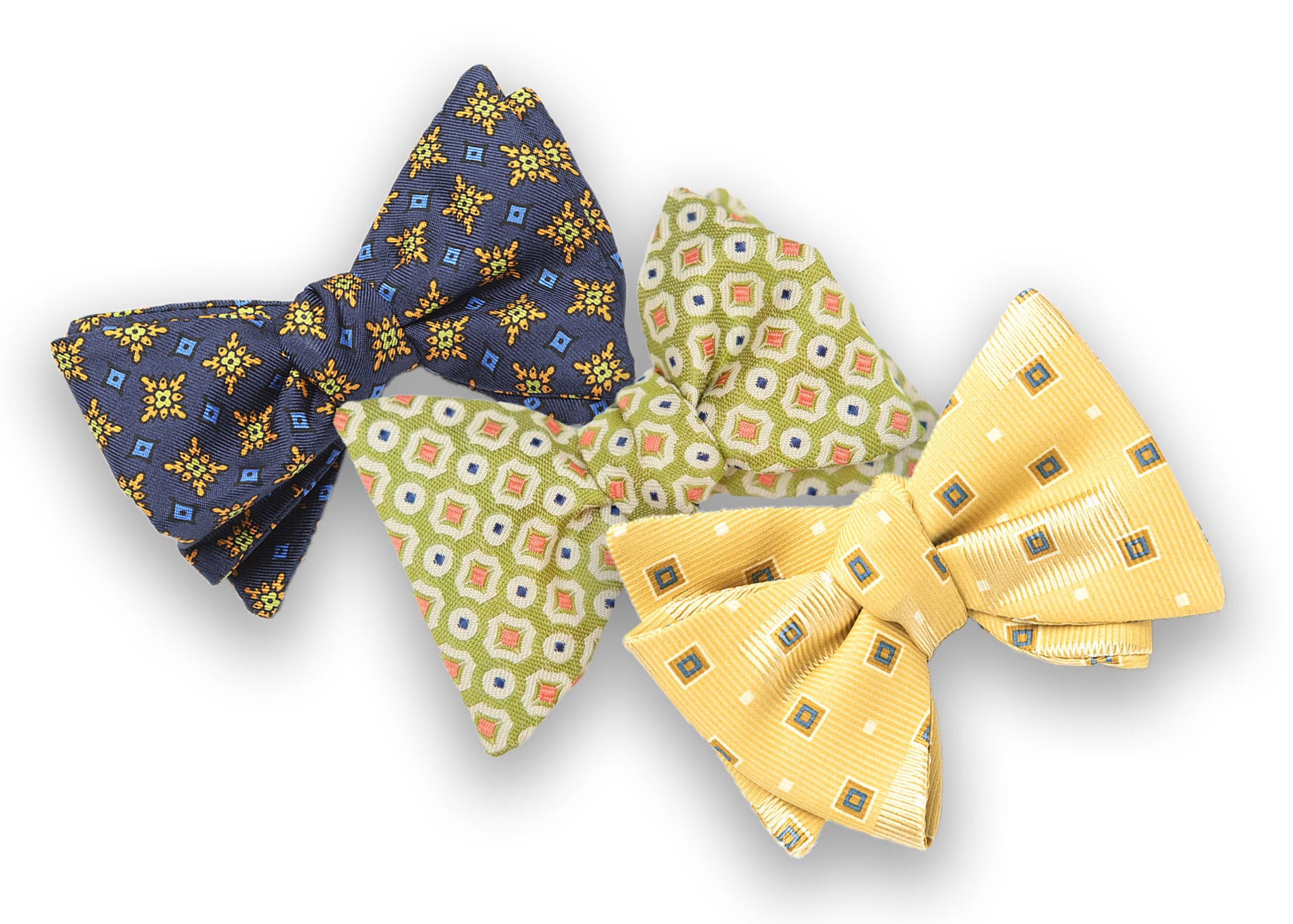 3 Pack Bow Tie Bundle - #8 - Blue Neat, Green Geometric, Yellow Geometric