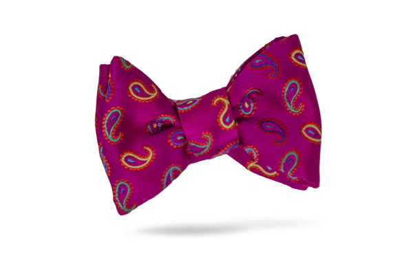 Purple Multi Color Paisley 100% Silk Bow Tie - Puebla