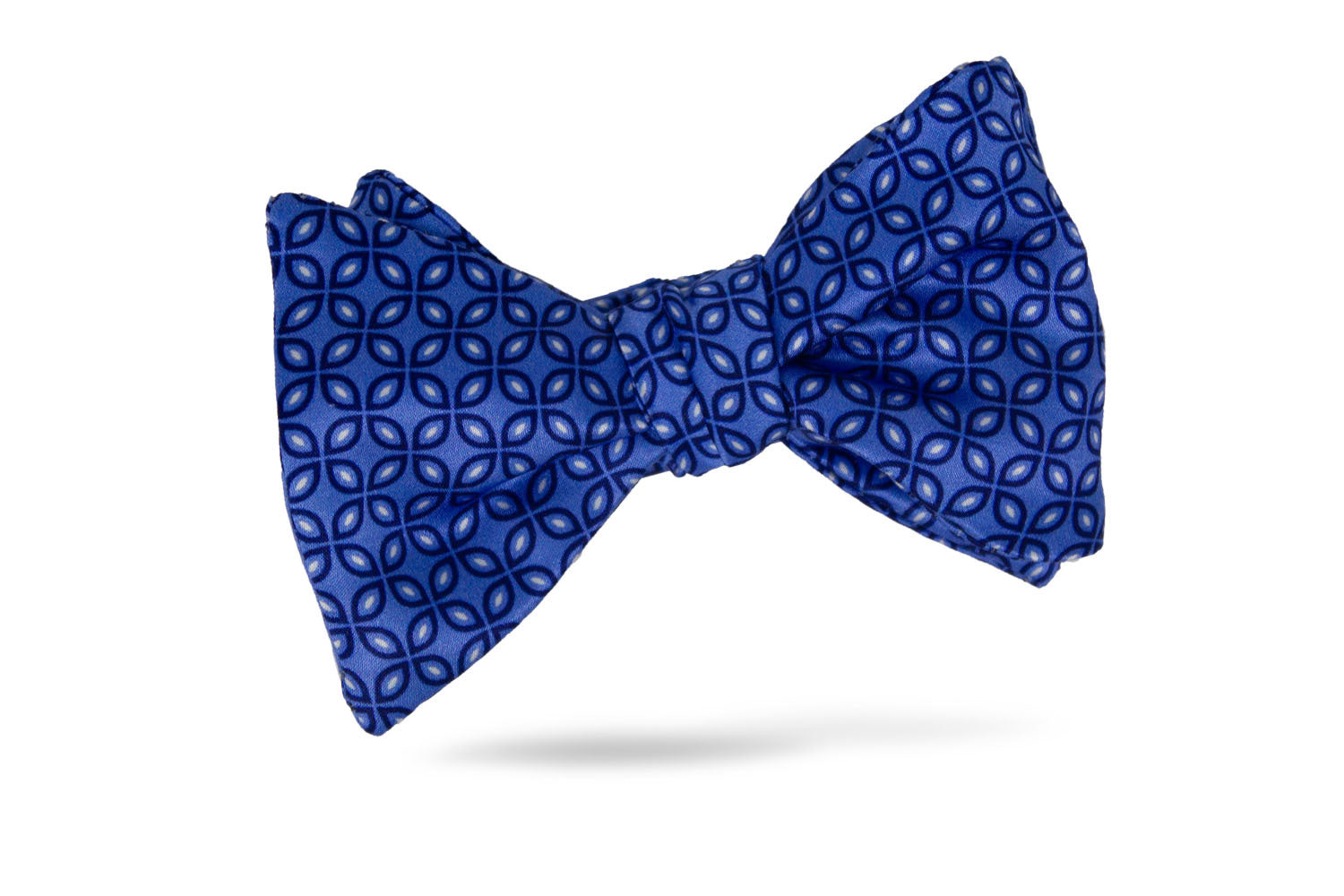 Blue Geometric 100% Silk Bow Tie - Lima