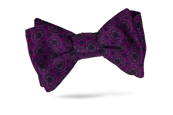 Purple Geometric Medallion 100% Silk Bow Tie - Beirut
