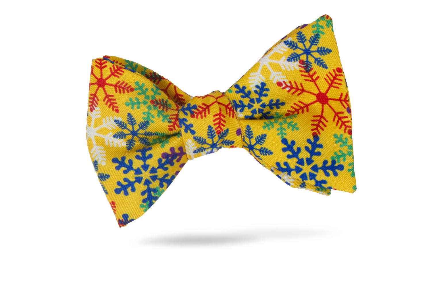 Yellow Snowflake Conversational 100% Silk Bow Tie - Neve