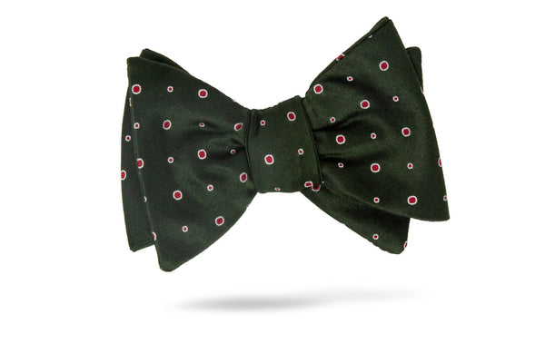 Green Red Dot 100% Silk Bow Tie - Natale