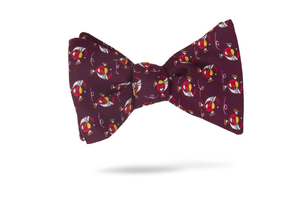 Red Santa Conversational 100% Silk Bow Tie - Babbo Natale