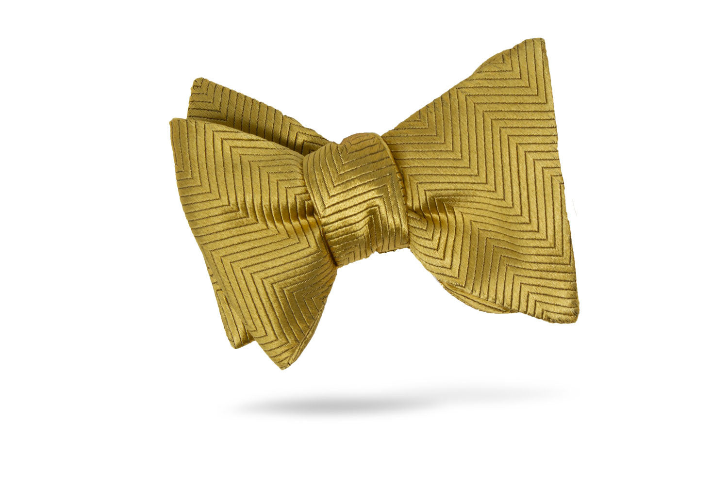 Gold Herringbone 100% Silk Bow Tie - Lamego