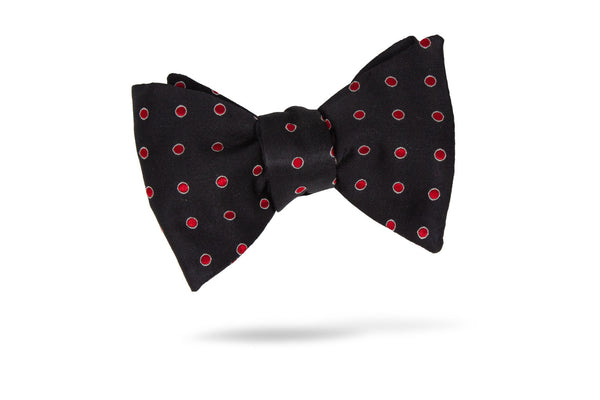 Black Red Dot 100% Silk Bow Tie -  Canzo