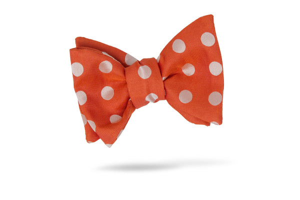 Orange White Dot 100% Silk Bow Tie - Capri