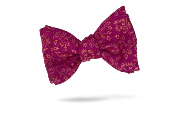 Pink Floral Vine 100% Silk Bow Tie - Perugia