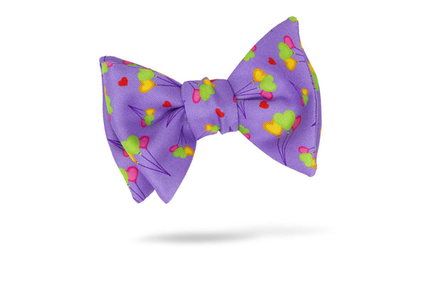 Purple Heart Balloon Conversational 100% Silk Bow Tie - Charron