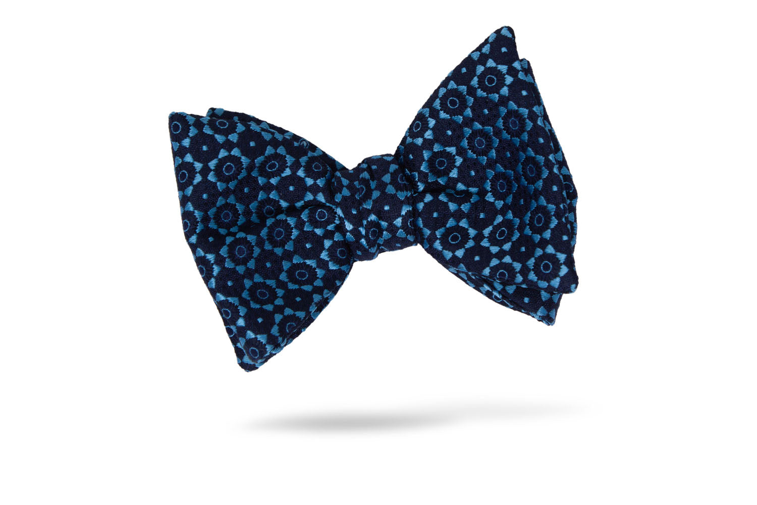 Blue Geometric 100% Silk Bow Tie - Vetto